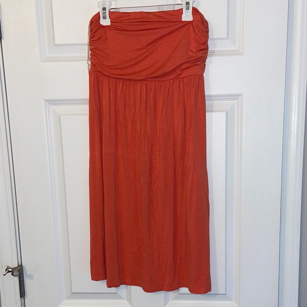 Chic Strapless Orange Dress